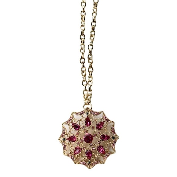 ANNE KLEIN • Pink Crystal Pendant Gold Necklace - Picture 1 of 3